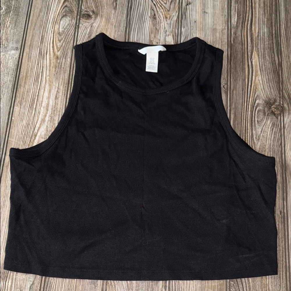 H&M tank top ribbed xxl Black Sleeveless Crop Top stretch